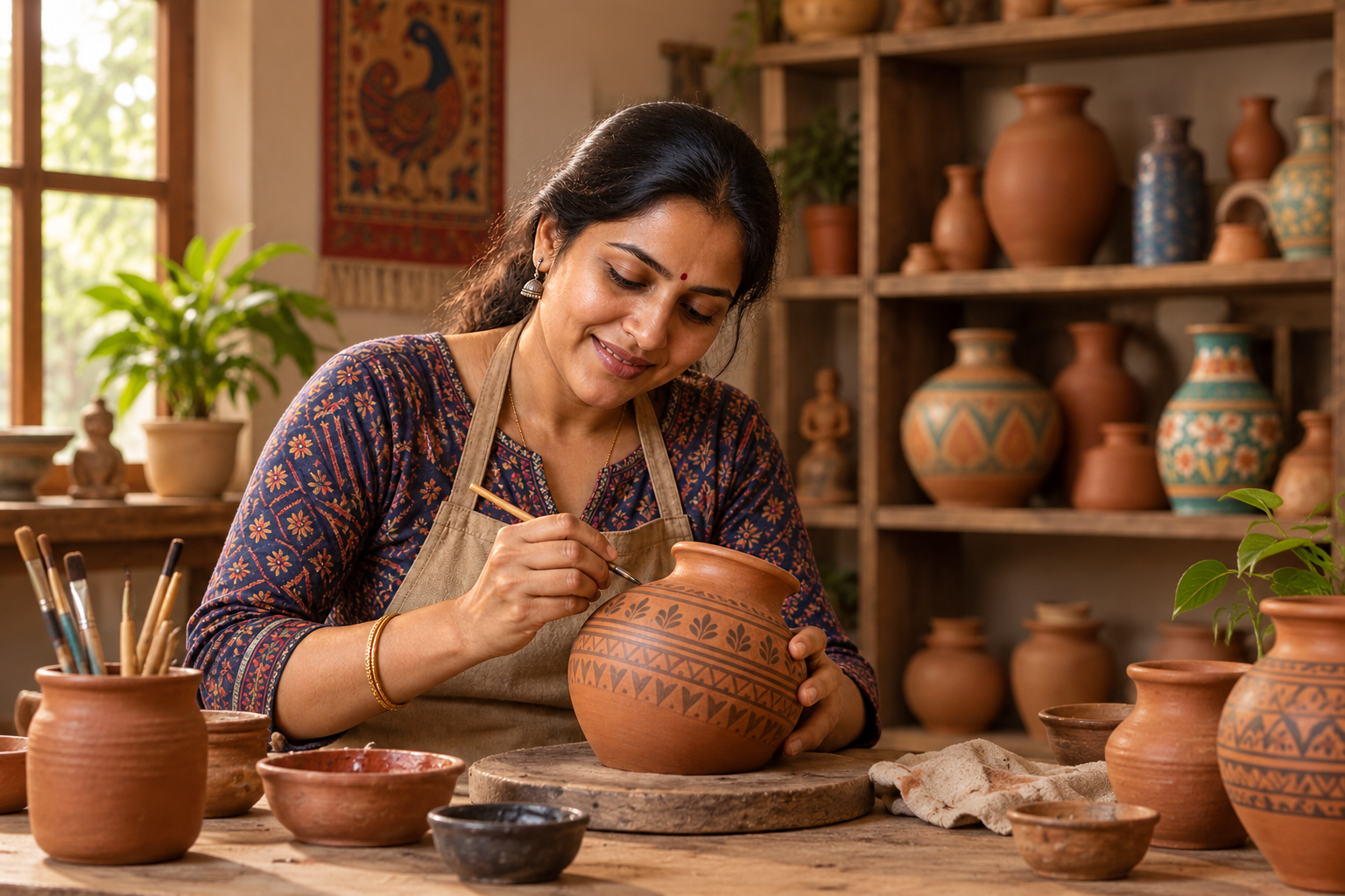 Indian Master Artisan Crafting Pottery